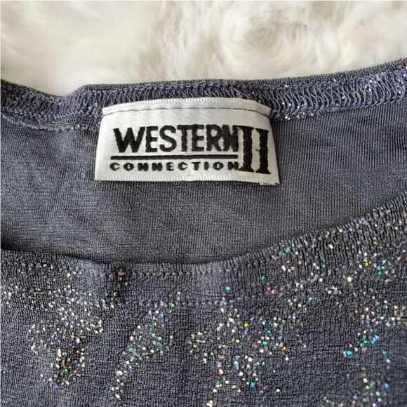 Western Connection II Sparkly Glittery Gray Top Sz 2X - Picture 3 of 5